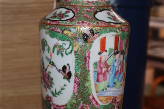 A group of Chinese famille rose vases etc tallest 31cm